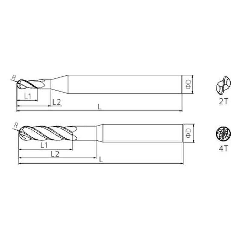 Standard-Milling-Cutter-(Ball-Nose)---Front-View